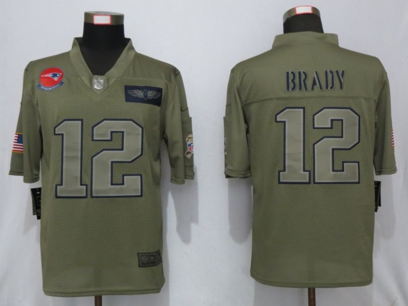 Men New England Patriots #12 Brady Nike Camo 2019 Salute to Service Limited NFL Jerseys->new england patriots->NFL Jersey